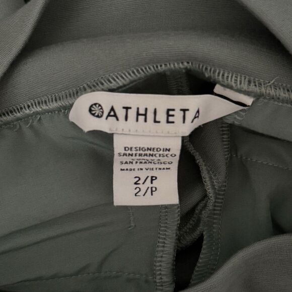 Athleta Pants Women 2 Petite Gray Sage Green‎ Eastbound Straight Pant Athleisure - Picture 7 of 10